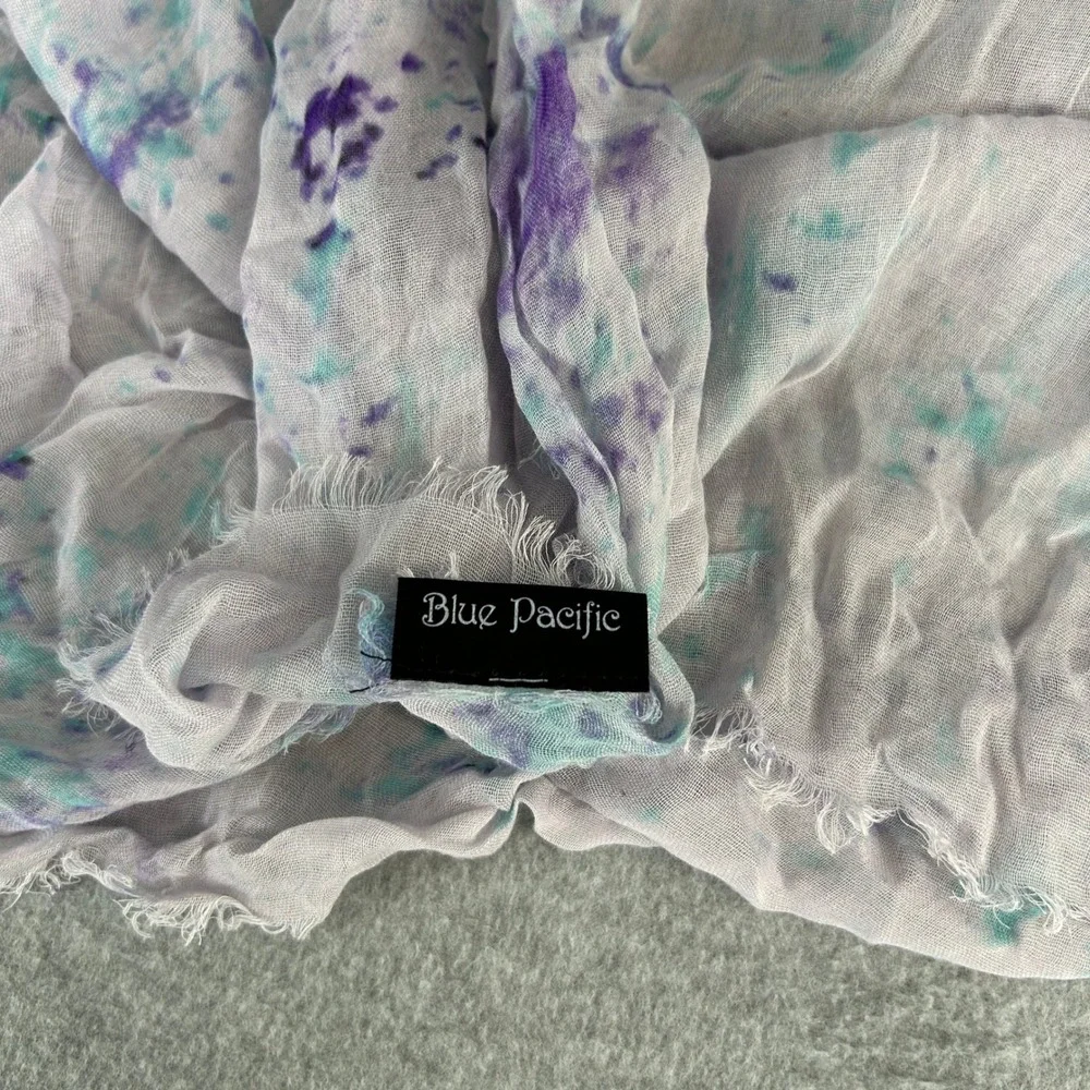 Blue Pacific Scarf Purple Teal Elephant Print Cashmere Silk Blend Bohemian Artsy